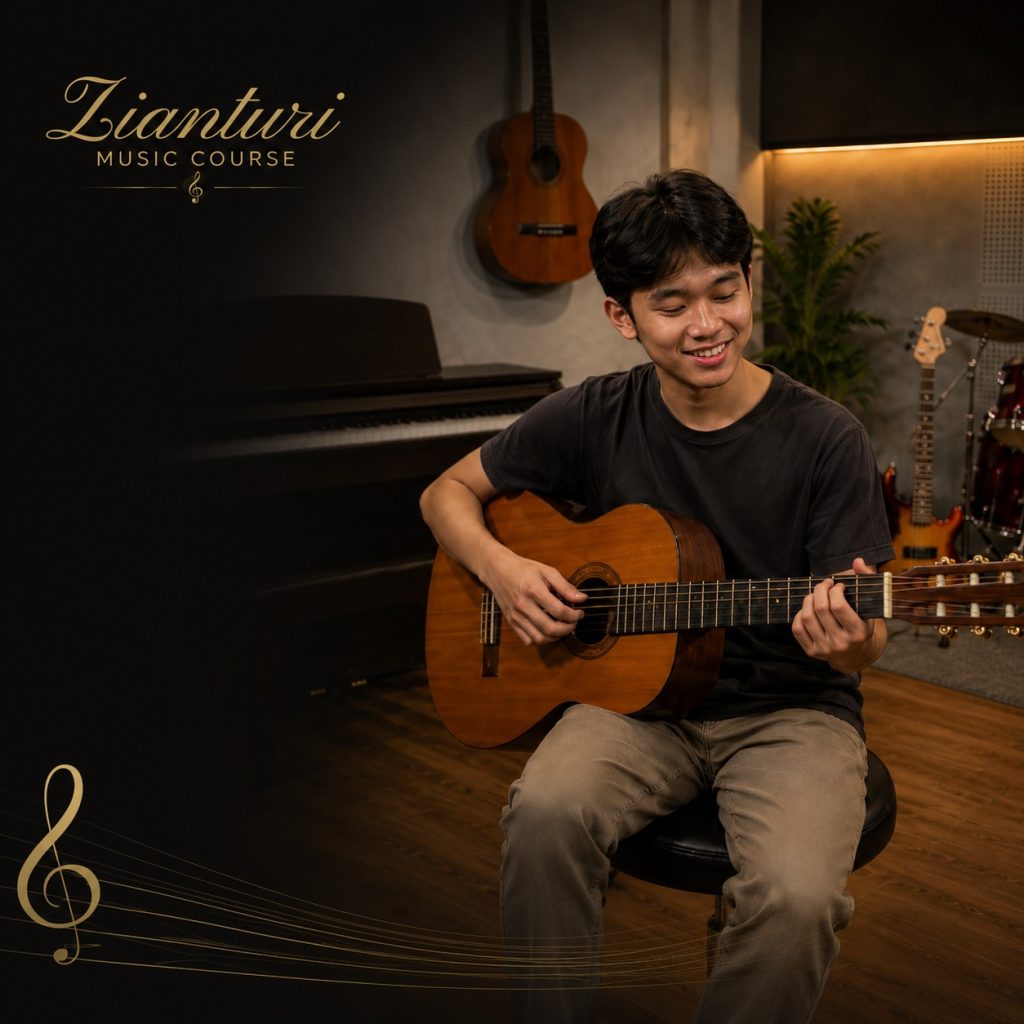 Siswa belajar gitar di Zianturi Music Course Jogja