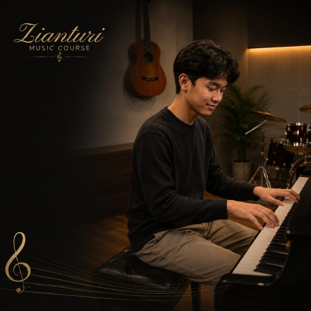 Siswa belajar piano di Zianturi Music Course Jogja