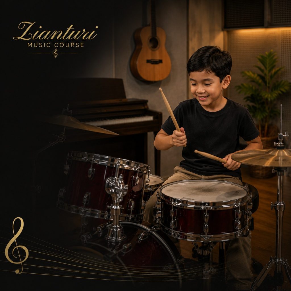 Siswa belajar drum di Zianturi Music Course Jogja